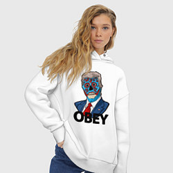 Толстовка оверсайз женская Trump obey, цвет: белый — фото 2