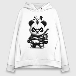 Толстовка оверсайз женская Панда маленький ниндзя - нейроарт, цвет: белый