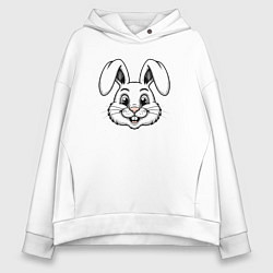 Толстовка оверсайз женская Морда белого зайца, цвет: белый
