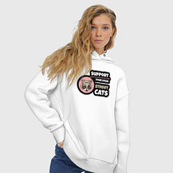 Толстовка оверсайз женская Поддержите уличных котов, цвет: белый — фото 2