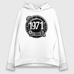 Толстовка оверсайз женская Механические часы времени 1971, цвет: белый