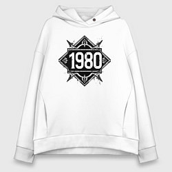 Толстовка оверсайз женская 1980 год в стиле ретро, цвет: белый