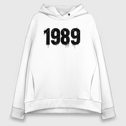 Толстовка оверсайз женская 1989 год расшерканый, цвет: белый