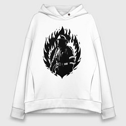 Толстовка оверсайз женская Пожарный в огне, цвет: белый