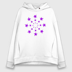 Толстовка оверсайз женская Звезды кругом, цвет: белый
