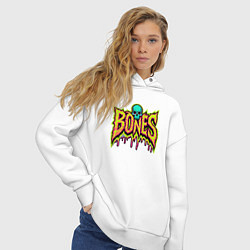 Толстовка оверсайз женская Bones стекающая краска, цвет: белый — фото 2