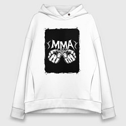 Толстовка оверсайз женская Сила кулаков ММА, цвет: белый
