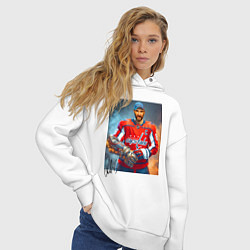 Толстовка оверсайз женская Alexander Ovechkin - golden armor, цвет: белый — фото 2