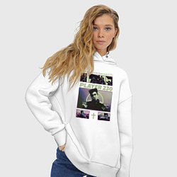 Толстовка оверсайз женская Танос из Игры в Кальмара, цвет: белый — фото 2