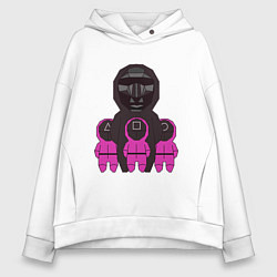 Толстовка оверсайз женская Персонажи сериала игра в кальмара, цвет: белый