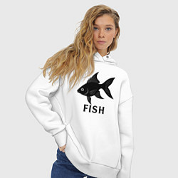 Толстовка оверсайз женская Черная рыба, цвет: белый — фото 2