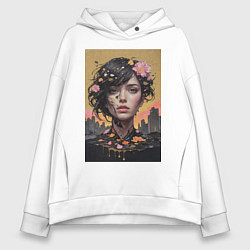 Толстовка оверсайз женская Городская муза, цвет: белый