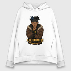 Толстовка оверсайз женская XXXTentacion задумчивый, цвет: белый