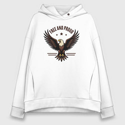 Толстовка оверсайз женская Свободный и гордый орёл, цвет: белый