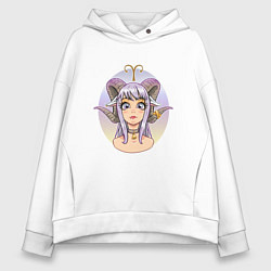 Толстовка оверсайз женская Овен анимешка, цвет: белый