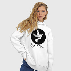 Толстовка оверсайз женская Воробей в круге, цвет: белый — фото 2