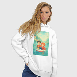 Толстовка оверсайз женская Сцена из анимэ Рыбка Поньо, цвет: белый — фото 2