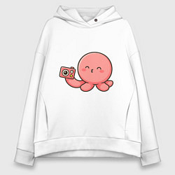 Толстовка оверсайз женская Такопи с фотоаппаратом, цвет: белый