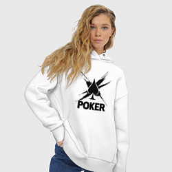 Толстовка оверсайз женская Покер пики с брызгами, цвет: белый — фото 2