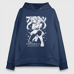 Толстовка оверсайз женская Frieren - poster, цвет: тёмно-синий