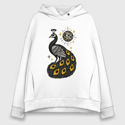 Толстовка оверсайз женская Диско Павлин, цвет: белый