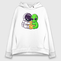 Толстовка оверсайз женская Наша луна, цвет: белый