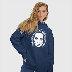 Толстовка оверсайз женская Анджелина Джоли лицо, цвет: тёмно-синий — фото 2