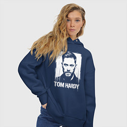 Толстовка оверсайз женская Том Харди в краске экспрессия, цвет: тёмно-синий — фото 2