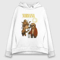 Толстовка оверсайз женская Nirvana ленивцы, цвет: белый