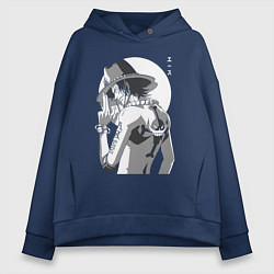 Толстовка оверсайз женская One piece Луффи взрослый, цвет: тёмно-синий