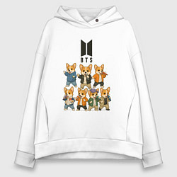 Толстовка оверсайз женская BTS группа из корги, цвет: белый