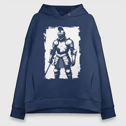Толстовка оверсайз женская Рыцарь с мечом, цвет: тёмно-синий