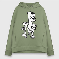 Толстовка оверсайз женская Bart Simpsons Zombie, цвет: авокадо