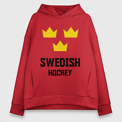 Толстовка оверсайз женская Swedish Hockey, цвет: красный