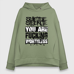 Толстовка оверсайз женская Suicide Silence: You are Fucking, цвет: авокадо