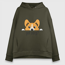 Толстовка оверсайз женская Got Corgi, цвет: хаки