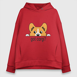 Толстовка оверсайз женская Got Corgi, цвет: красный