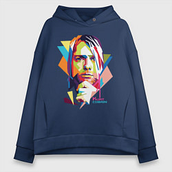 Толстовка оверсайз женская Kurt Cobain: Colors, цвет: тёмно-синий
