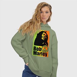 Толстовка оверсайз женская Bob Marley: Jamaica, цвет: авокадо — фото 2