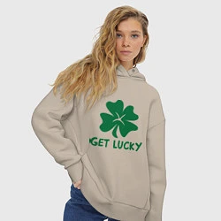 Толстовка оверсайз женская Get lucky, цвет: миндальный — фото 2