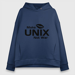 Толстовка оверсайз женская Make unix, not war, цвет: тёмно-синий