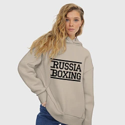 Толстовка оверсайз женская Russia boxing, цвет: миндальный — фото 2