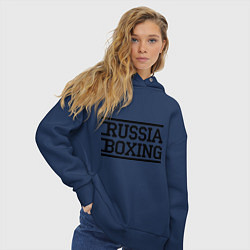 Толстовка оверсайз женская Russia boxing, цвет: тёмно-синий — фото 2