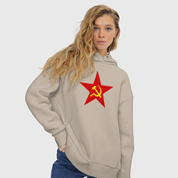 Толстовка оверсайз женская Звезда СССР, цвет: миндальный — фото 2