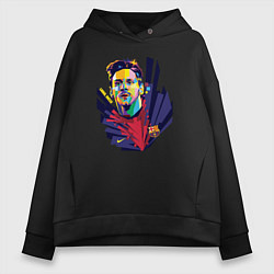 Толстовка оверсайз женская Messi Art, цвет: черный