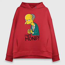 Толстовка оверсайз женская Mr. Burns: I get money, цвет: красный