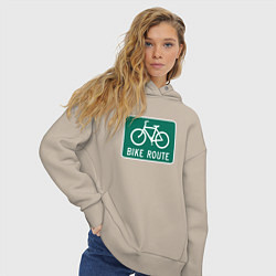 Толстовка оверсайз женская Дорога для велосипедистов, цвет: миндальный — фото 2