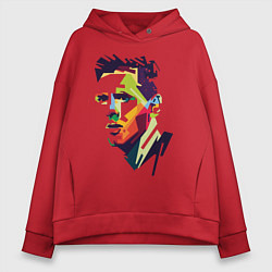 Толстовка оверсайз женская Lionel Messi: fun-art, цвет: красный
