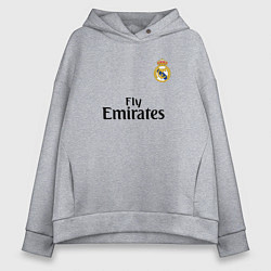 Толстовка оверсайз женская Real Madrid: Fly Emirates, цвет: меланж