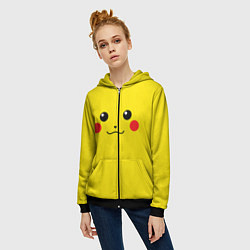 Толстовка на молнии женская Happy Pikachu, цвет: 3D-черный — фото 2